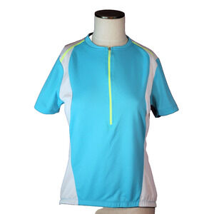 Cycling Top Women's Medium Nishiki Quarter Zip Top Blue & White